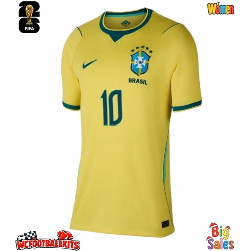 Brazil Neymar Jr #10 Replica Home Stadium Shirt for Women World Cup 2026 Short Sleeve